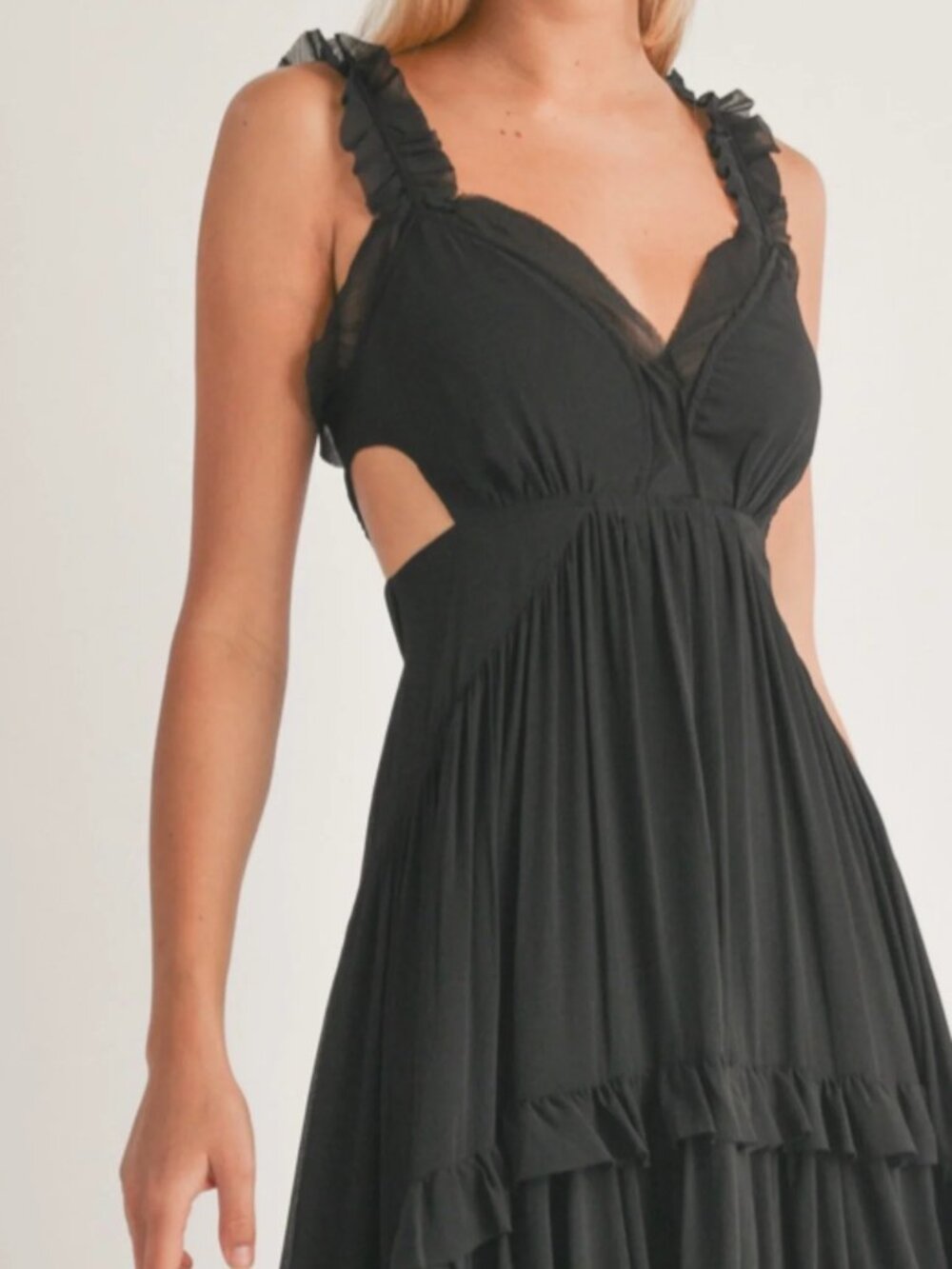 Black Chiffon Cutout Maxi Dress - Picture 2 of 5